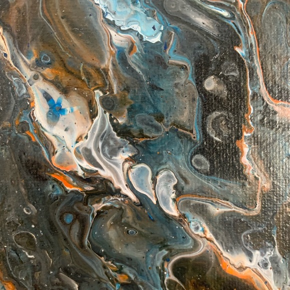 Original Artwork Painting Canvas Abstract Blue Swirls 12 x 12 Acrylic. - Picture 3 of 16